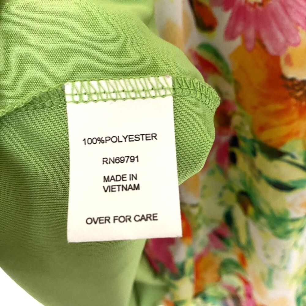Sara Michelle Floral Green Floral Blouse Lined Scoop Neck Lined Multicolor Top S - Picture 7 of 7